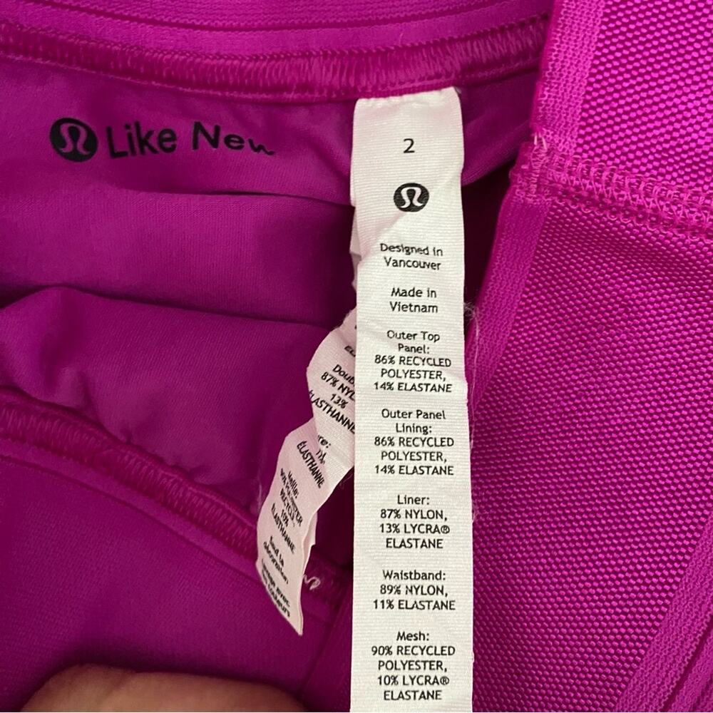 Lululemon Court Rival Hot Pink Perforated Skirt Skort Purple Pink size 2 - Picture 10 of 10